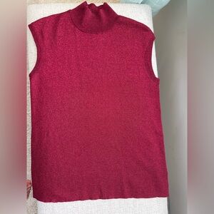 Coldwater Creek SZ SMShimmering deep red silk metallic blend mock turtleneck top